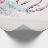 ピンクのシカの(雄ジカの)枝角の花のSucculentの庭 ラッピングペーパー (角)