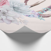 ピンクのシカの(雄ジカの)枝角の花のSucculentの庭 ラッピングペーパー (コーナー)