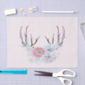 ピンクのシカの(雄ジカの)枝角の花のSucculentの庭 薄葉紙 (クラフト)