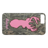 ピンクのシカは迷彩柄のiPhone 7のプラスの場合の先頭に立ちます Case-Mate iPhoneケース (裏面(横))