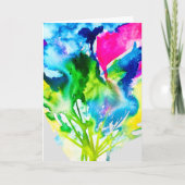 ピンクのシクラメン花抽象芸術水色 カード (正面)