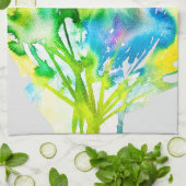 ピンクのシクラメン花抽象芸術水色 キッチンタオル (折り畳み)