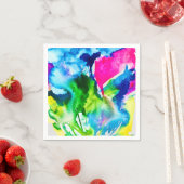 ピンクのシクラメン花抽象芸術水色 スタンダードカクテルナプキン (インサイチュ)