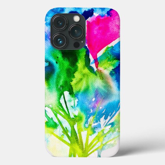 ピンクのシクラメン花抽象芸術水色 Case-Mate iPhoneケース (裏面)