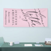 ピンクのシグネチャーの大きな歓迎結婚 横断幕 (トレードショー)