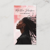 ピンクのシックなアフロ系アメリカ人の組み合わせ編みQRコード 名刺 (正面)