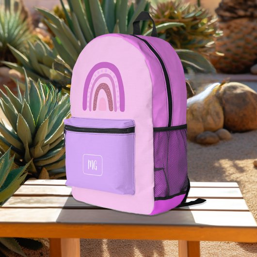 ピンクのシックなウィムシーティーンズモノグラム プリントバックパック