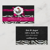 ピンクのシックなカップケーキビジネスカード 名刺 (正面/裏面)