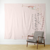 ピンクのシックなシャンパンブランシュの結婚前お披露目バックドロップ タペストリー (インサイチュ(横))