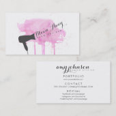 ピンクのシックなドライモダンバーのヘアスタグランジイ 名刺 (正面/裏面)