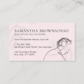 ピンクのシックなヘアスタイリスト女性 名刺 (裏面)