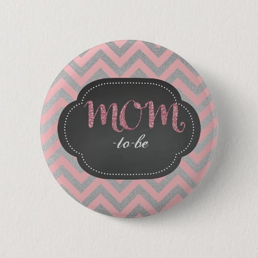 ピンクのシックな妊婦ボタン 缶バッジ (正面)