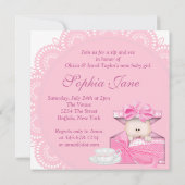 ピンクのシップ&シー ベビーガールシャワー 招待状 (裏面)