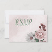 ピンクのシナモンバラホワイトフローラ食事の選択 出欠カード (裏面)