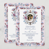 ピンクのシノワズリーフォトウェディング 招待状 (正面/裏面)