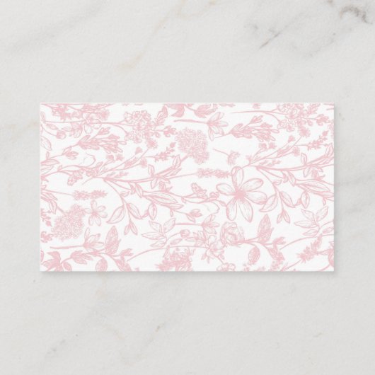 ピンクのシノワズリーフラワーディアパーくじカード、ゲーム 名刺 (裏面)