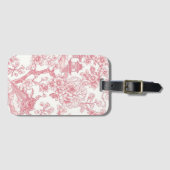 ピンクのシノワズリープリント 竜と桜の花 ラゲッジタグ (正面横)