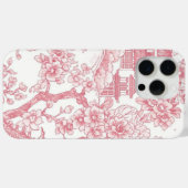 ピンクのシノワズリープリント 竜と桜の花 Case-Mate iPhoneケース (裏面 (横))