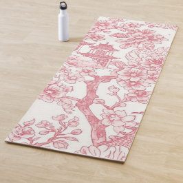 ピンクのシノワズリー トワール ドラゴン 桜 ヨガマット