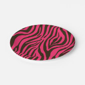ピンクのシマウマのアニマルプリントパターン ペーパープレート (アングル)