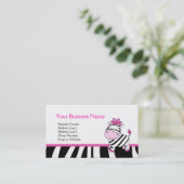 ピンクのシマウマのカスタマイズ可能な名刺のテンプレート 名刺 (スタンド正面)