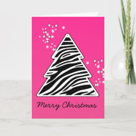 ピンクのシマウマのクリスマスツリー シーズンカード