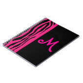 ピンクのシマウマのストライプのモノグラムのノート ノートブック (左側)