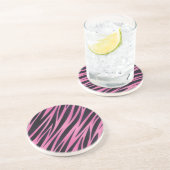 ピンクのシマウマのストライプの背景 コースター (側面)