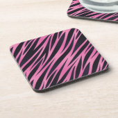 ピンクのシマウマのストライプの背景 コースター (左側)