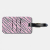 ピンクのシマウマのストライプの背景 ラゲッジタグ (裏面横)