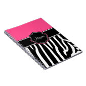 ピンクのシマウマのプリントのパーソナライズなジャーナル ノートブック (右側)