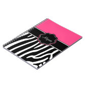 ピンクのシマウマのプリントのパーソナライズなジャーナル ノートブック (左側)