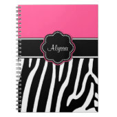 ピンクのシマウマのプリントのパーソナライズなジャーナル ノートブック (正面)
