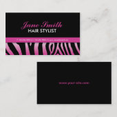 ピンクのシマウマのプリントの美容師の美容院のサロン 名刺 (正面/裏面)