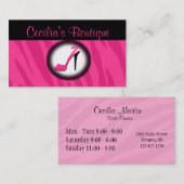 ピンクのシマウマのプリントの靴のブティックの名刺 名刺 (正面/裏面)