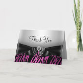 ピンクのシマウマのプリント及び弓サンキューカード サンキューカード (正面)