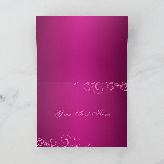 ピンクのシマウマのプリント及び弓サンキューカード サンキューカード (内部)