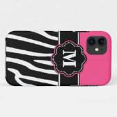 ピンクのシマウマのモノグラムの電話箱 Case-Mate iPhoneケース (裏面(横))