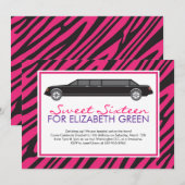 ピンクのシマウマのリモジン招待状 招待状 (正面/裏面)