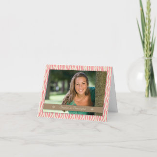 ピンクのシマウマの写真の卒業パーティーの発表 招待状