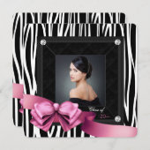 ピンクのシマウマの写真 卒業のお知らせ 案内状 (正面/裏面)