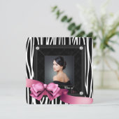 ピンクのシマウマの写真 卒業のお知らせ 案内状 (スタンド正面)