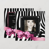 ピンクのシマウマの写真 卒業のお知らせ 案内状 (正面/裏面)