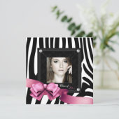 ピンクのシマウマの写真 卒業のお知らせ 案内状 (スタンド正面)