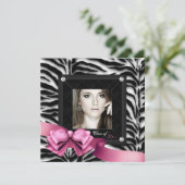 ピンクのシマウマの写真 卒業のお知らせ 案内状 (スタンド正面)