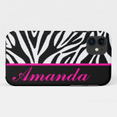 ピンクのシマウマの名前をカスタムすると白黒 Case-Mate iPhoneケース (裏面(横))