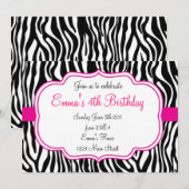 ピンクのシマウマの招待状 招待状 (正面/裏面)
