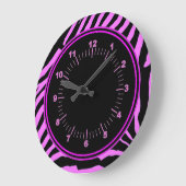 ピンクのシマウマの柱時計 ラージ壁時計 (傾斜)