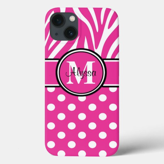 ピンクのシマウマはパーソナライズに点を打ちます Case-Mate iPhoneケース (裏面)