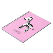 ピンクのシマウマプリント かわいい子供 ノートブック (左側)